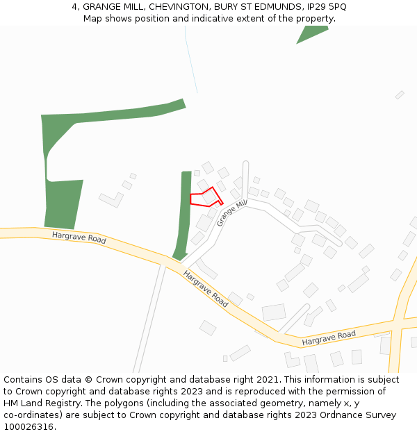 4, GRANGE MILL, CHEVINGTON, BURY ST EDMUNDS, IP29 5PQ: Location map and indicative extent of plot