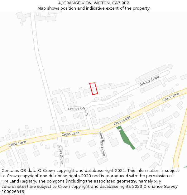 4, GRANGE VIEW, WIGTON, CA7 9EZ: Location map and indicative extent of plot