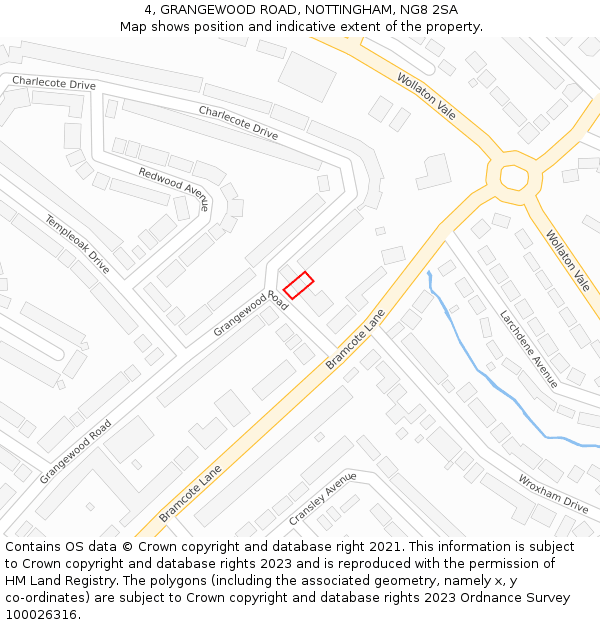 4, GRANGEWOOD ROAD, NOTTINGHAM, NG8 2SA: Location map and indicative extent of plot