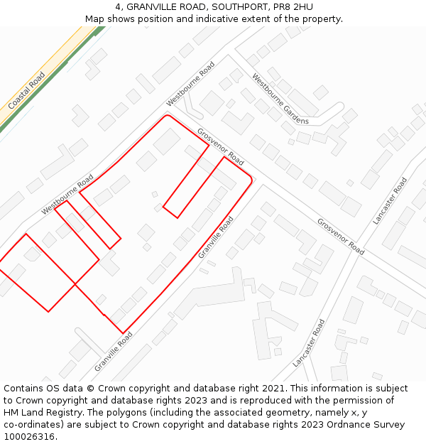 4, GRANVILLE ROAD, SOUTHPORT, PR8 2HU: Location map and indicative extent of plot