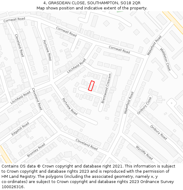 4, GRASDEAN CLOSE, SOUTHAMPTON, SO18 2QR: Location map and indicative extent of plot