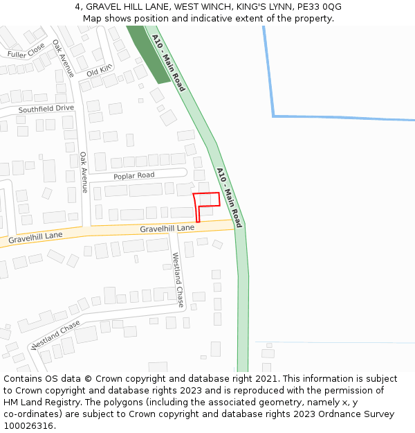 4, GRAVEL HILL LANE, WEST WINCH, KING'S LYNN, PE33 0QG: Location map and indicative extent of plot