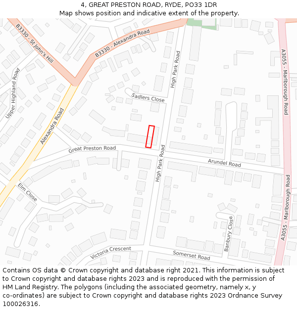 4, GREAT PRESTON ROAD, RYDE, PO33 1DR: Location map and indicative extent of plot