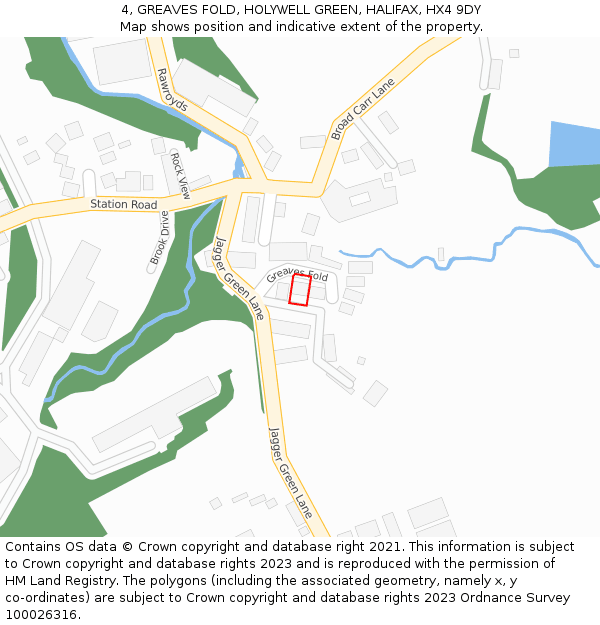 4, GREAVES FOLD, HOLYWELL GREEN, HALIFAX, HX4 9DY: Location map and indicative extent of plot