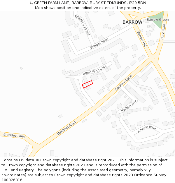 4, GREEN FARM LANE, BARROW, BURY ST EDMUNDS, IP29 5DN: Location map and indicative extent of plot