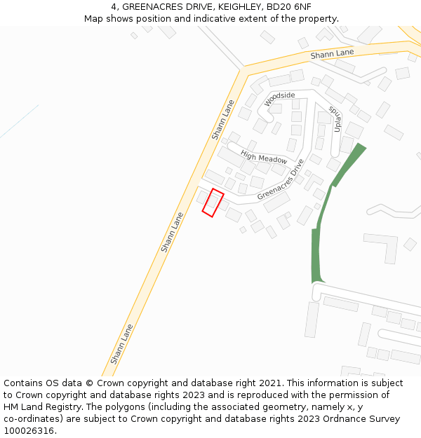 4, GREENACRES DRIVE, KEIGHLEY, BD20 6NF: Location map and indicative extent of plot