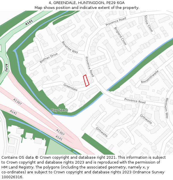 4, GREENDALE, HUNTINGDON, PE29 6GA: Location map and indicative extent of plot