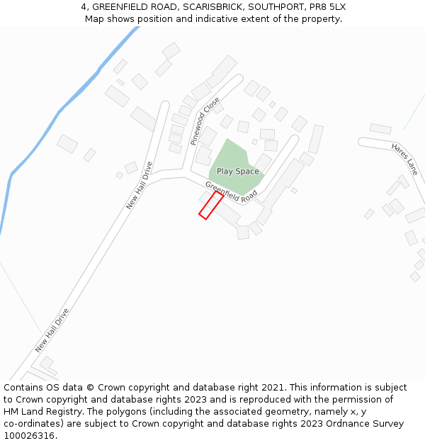 4, GREENFIELD ROAD, SCARISBRICK, SOUTHPORT, PR8 5LX: Location map and indicative extent of plot