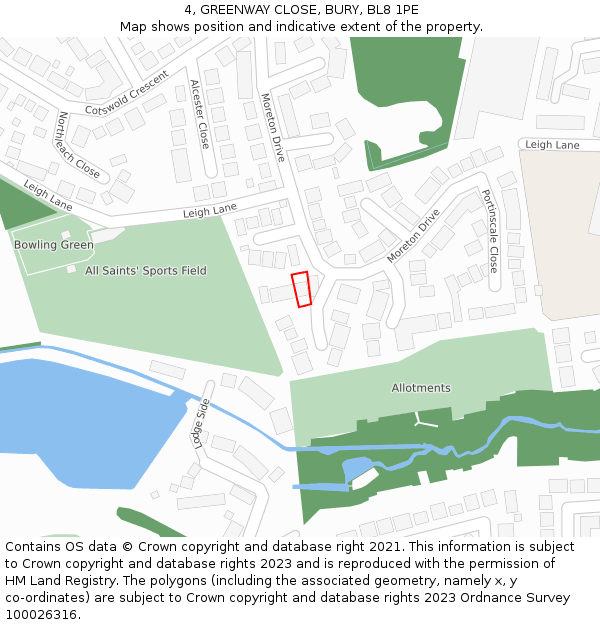 4, GREENWAY CLOSE, BURY, BL8 1PE: Location map and indicative extent of plot