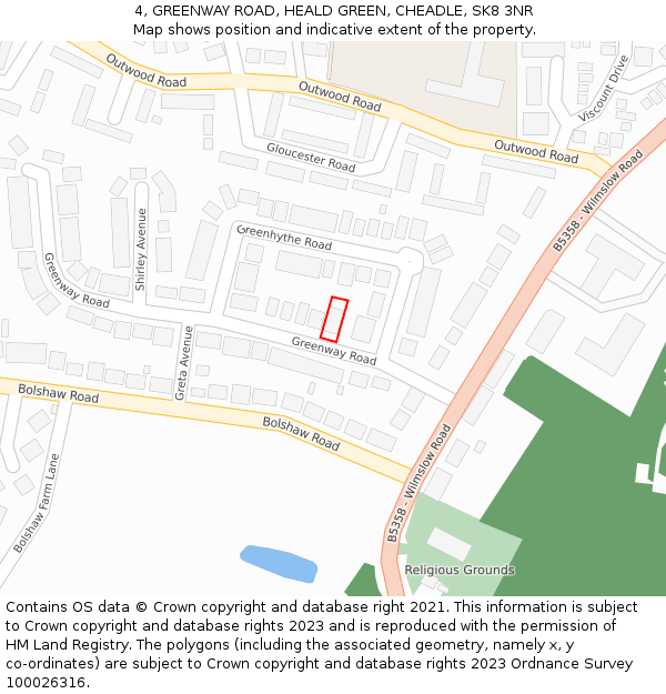4, GREENWAY ROAD, HEALD GREEN, CHEADLE, SK8 3NR: Location map and indicative extent of plot