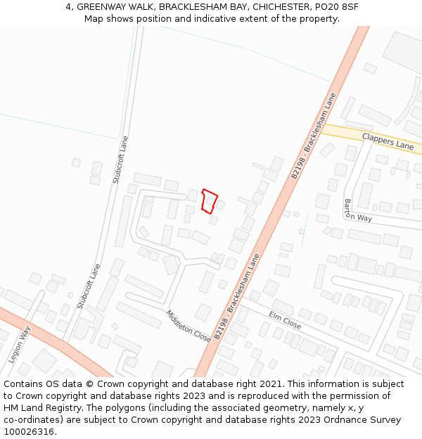 4, GREENWAY WALK, BRACKLESHAM BAY, CHICHESTER, PO20 8SF: Location map and indicative extent of plot