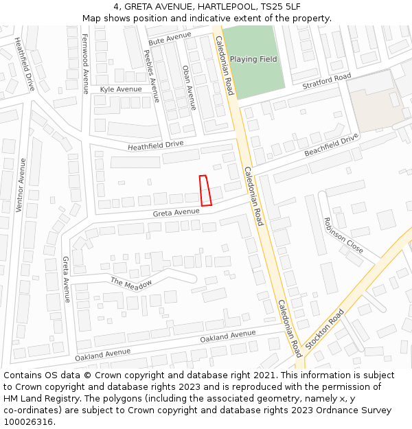 4, GRETA AVENUE, HARTLEPOOL, TS25 5LF: Location map and indicative extent of plot