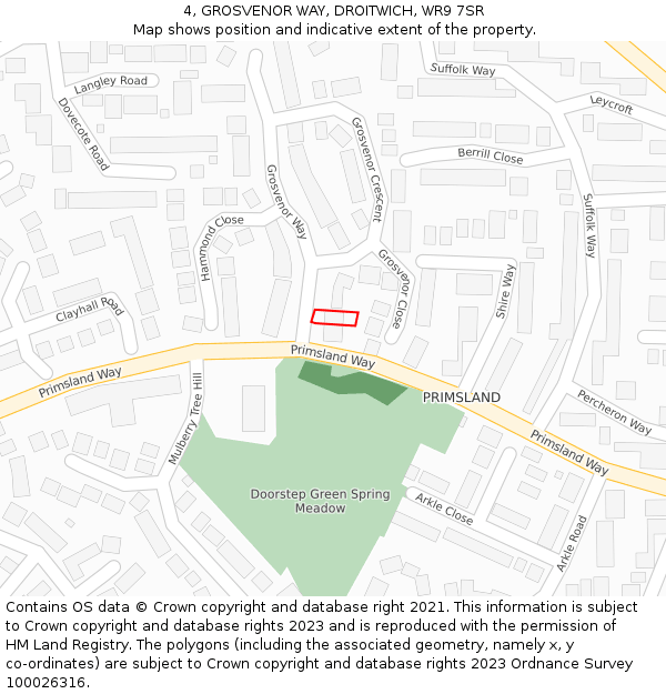 4, GROSVENOR WAY, DROITWICH, WR9 7SR: Location map and indicative extent of plot