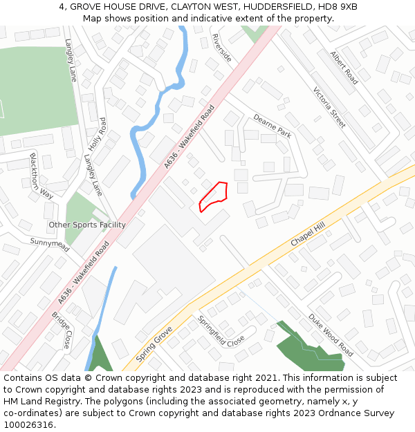 4, GROVE HOUSE DRIVE, CLAYTON WEST, HUDDERSFIELD, HD8 9XB: Location map and indicative extent of plot