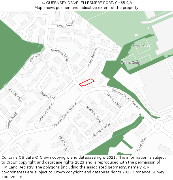 4, GUERNSEY DRIVE, ELLESMERE PORT, CH65 9JA: Location map and indicative extent of plot