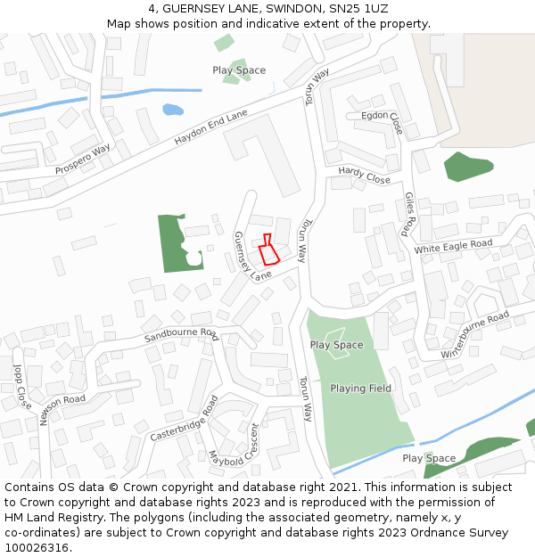 4, GUERNSEY LANE, SWINDON, SN25 1UZ: Location map and indicative extent of plot