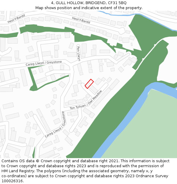 4, GULL HOLLOW, BRIDGEND, CF31 5BQ: Location map and indicative extent of plot
