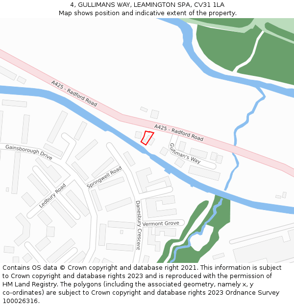 4, GULLIMANS WAY, LEAMINGTON SPA, CV31 1LA: Location map and indicative extent of plot