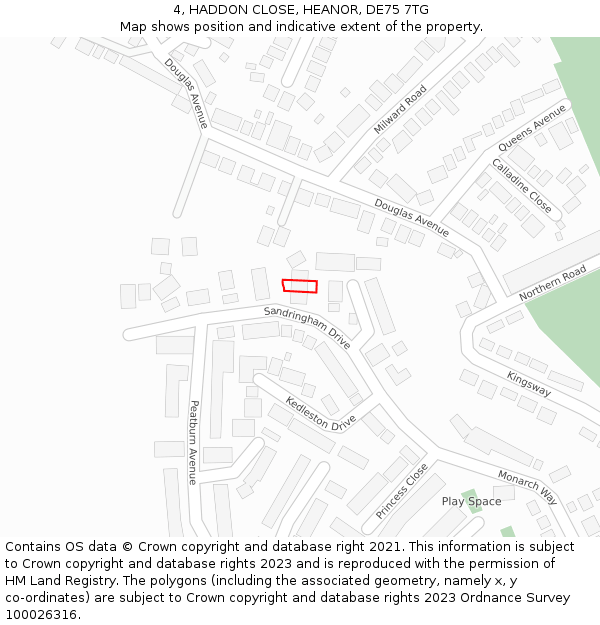 4, HADDON CLOSE, HEANOR, DE75 7TG: Location map and indicative extent of plot