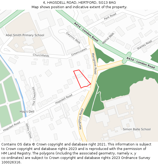 4, HAGSDELL ROAD, HERTFORD, SG13 8AG: Location map and indicative extent of plot