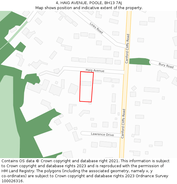 4, HAIG AVENUE, POOLE, BH13 7AJ: Location map and indicative extent of plot