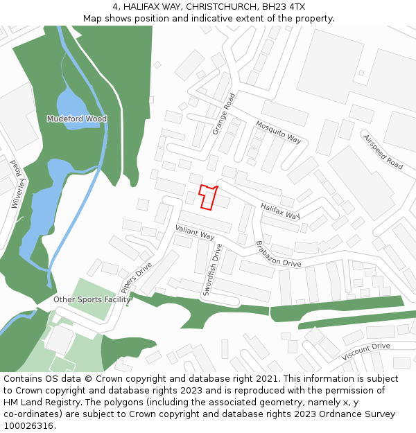 4, HALIFAX WAY, CHRISTCHURCH, BH23 4TX: Location map and indicative extent of plot