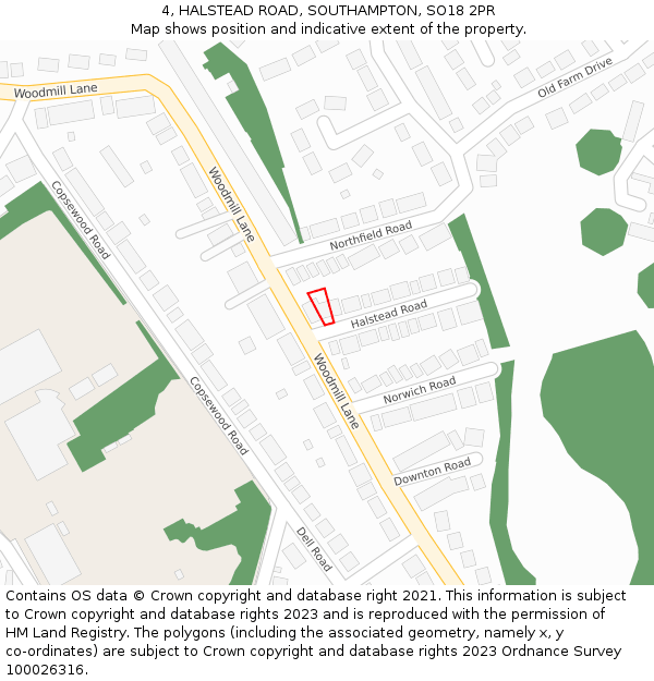 4, HALSTEAD ROAD, SOUTHAMPTON, SO18 2PR: Location map and indicative extent of plot