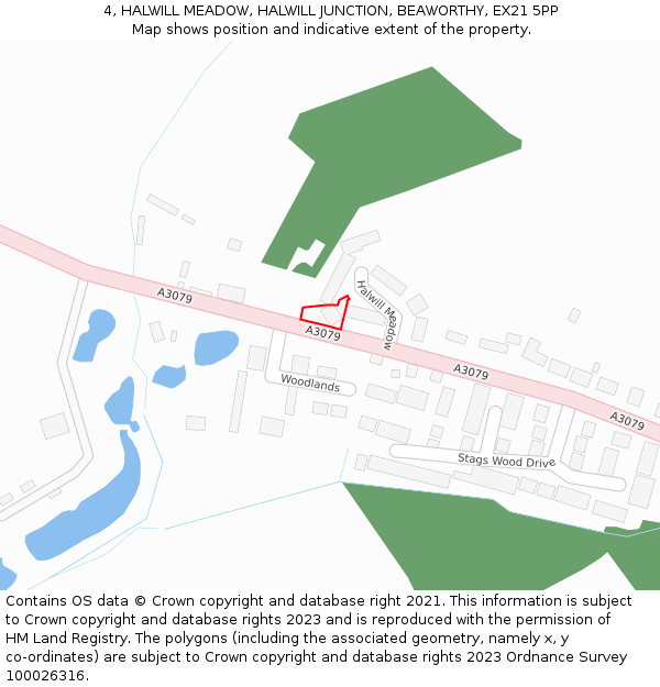 4, HALWILL MEADOW, HALWILL JUNCTION, BEAWORTHY, EX21 5PP: Location map and indicative extent of plot