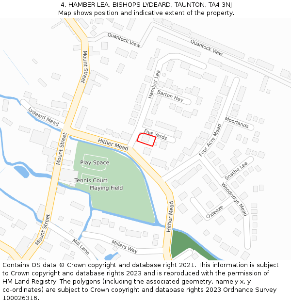 4, HAMBER LEA, BISHOPS LYDEARD, TAUNTON, TA4 3NJ: Location map and indicative extent of plot