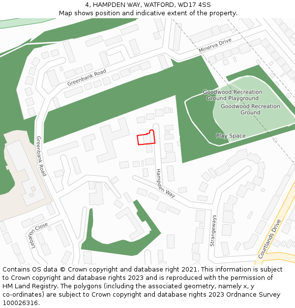 4, HAMPDEN WAY, WATFORD, WD17 4SS: Location map and indicative extent of plot