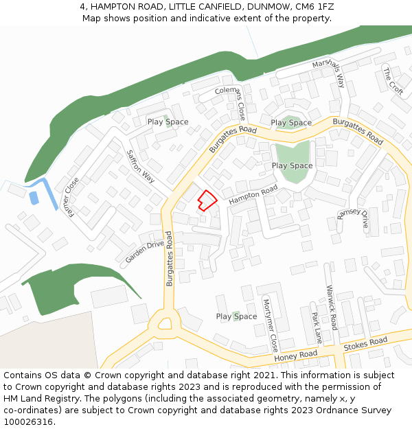 4, HAMPTON ROAD, LITTLE CANFIELD, DUNMOW, CM6 1FZ: Location map and indicative extent of plot