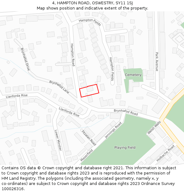 4, HAMPTON ROAD, OSWESTRY, SY11 1SJ: Location map and indicative extent of plot