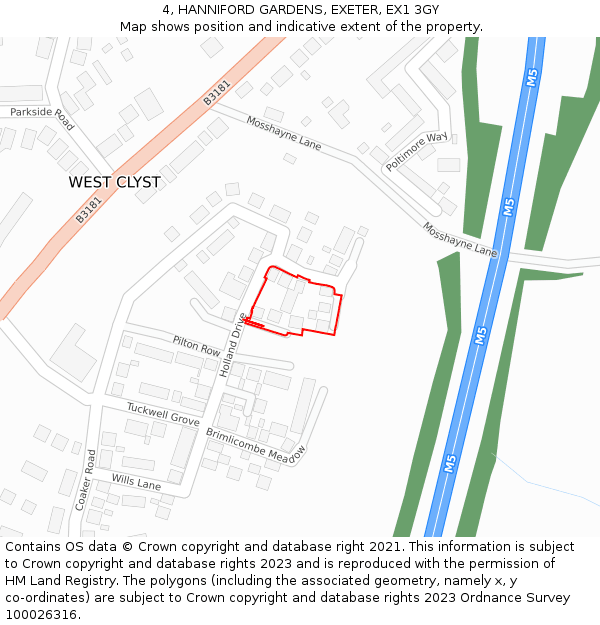 4, HANNIFORD GARDENS, EXETER, EX1 3GY: Location map and indicative extent of plot