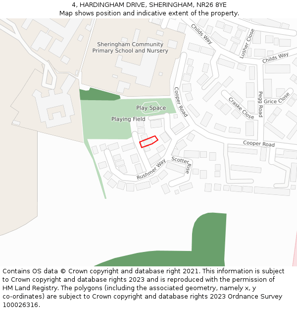 4, HARDINGHAM DRIVE, SHERINGHAM, NR26 8YE: Location map and indicative extent of plot