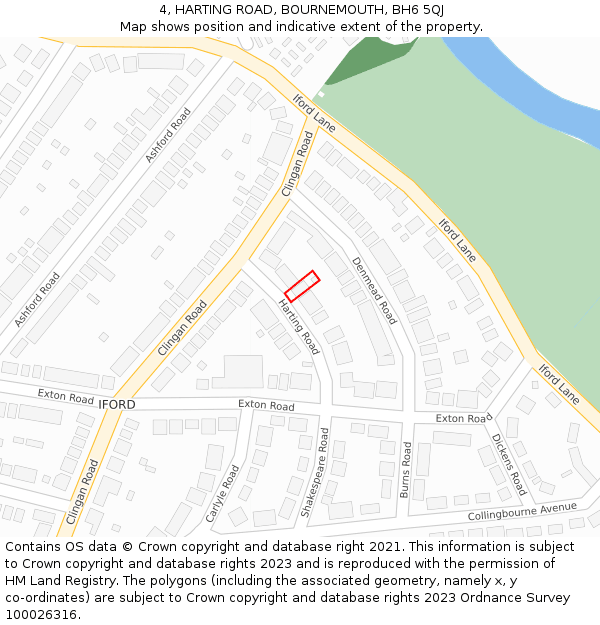 4, HARTING ROAD, BOURNEMOUTH, BH6 5QJ: Location map and indicative extent of plot