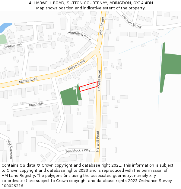4, HARWELL ROAD, SUTTON COURTENAY, ABINGDON, OX14 4BN: Location map and indicative extent of plot