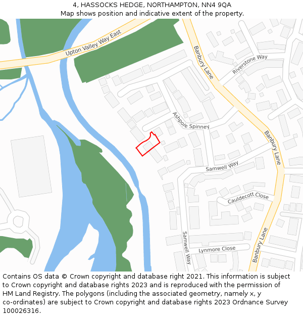 4, HASSOCKS HEDGE, NORTHAMPTON, NN4 9QA: Location map and indicative extent of plot