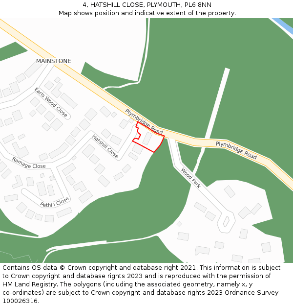 4, HATSHILL CLOSE, PLYMOUTH, PL6 8NN: Location map and indicative extent of plot