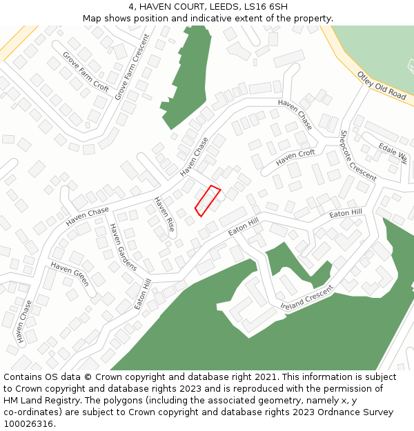 4, HAVEN COURT, LEEDS, LS16 6SH: Location map and indicative extent of plot