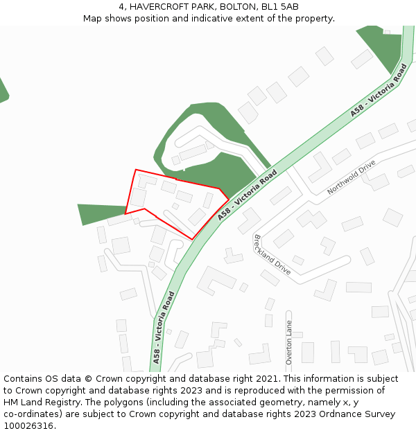 4, HAVERCROFT PARK, BOLTON, BL1 5AB: Location map and indicative extent of plot
