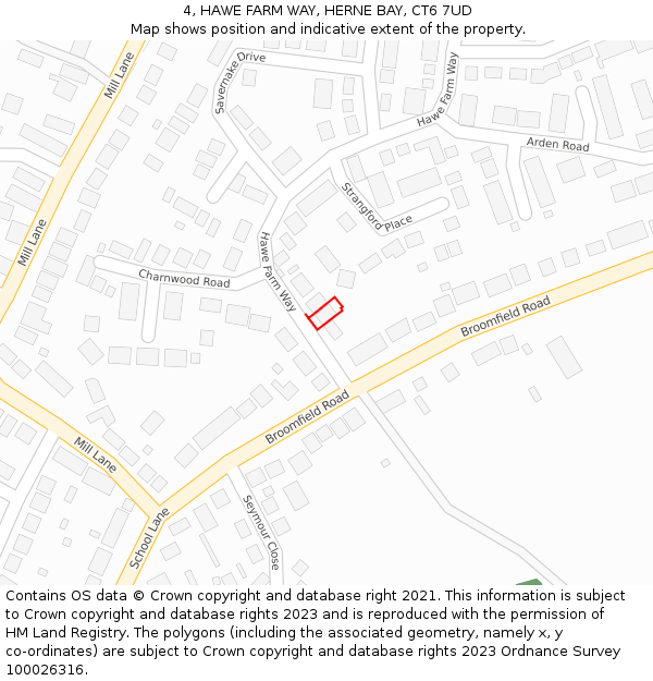 4, HAWE FARM WAY, HERNE BAY, CT6 7UD: Location map and indicative extent of plot