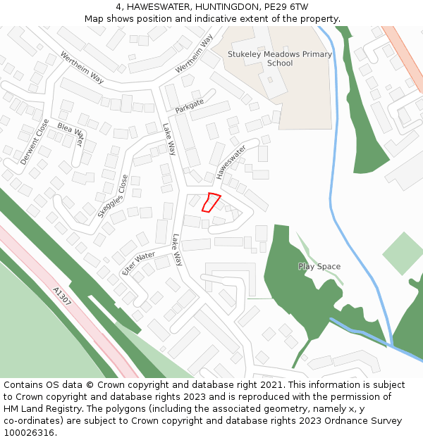 4, HAWESWATER, HUNTINGDON, PE29 6TW: Location map and indicative extent of plot