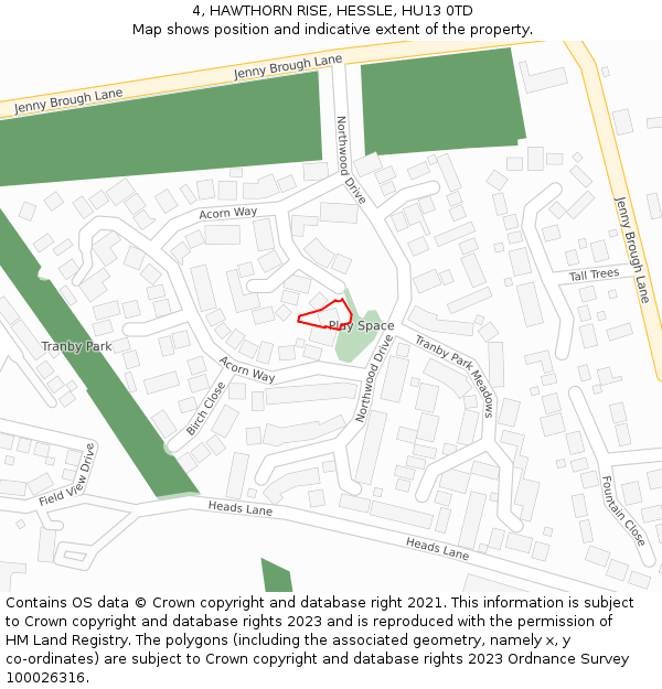 4, HAWTHORN RISE, HESSLE, HU13 0TD: Location map and indicative extent of plot