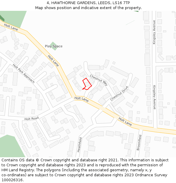 4, HAWTHORNE GARDENS, LEEDS, LS16 7TP: Location map and indicative extent of plot