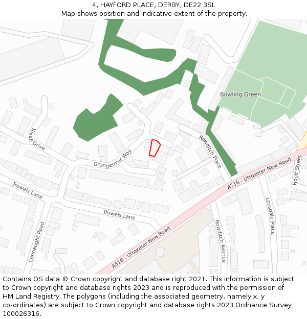 4, HAYFORD PLACE, DERBY, DE22 3SL: Location map and indicative extent of plot