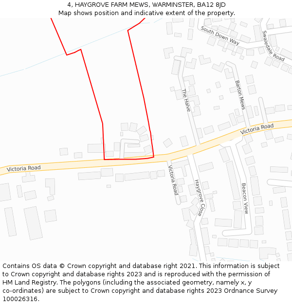 4, HAYGROVE FARM MEWS, WARMINSTER, BA12 8JD: Location map and indicative extent of plot