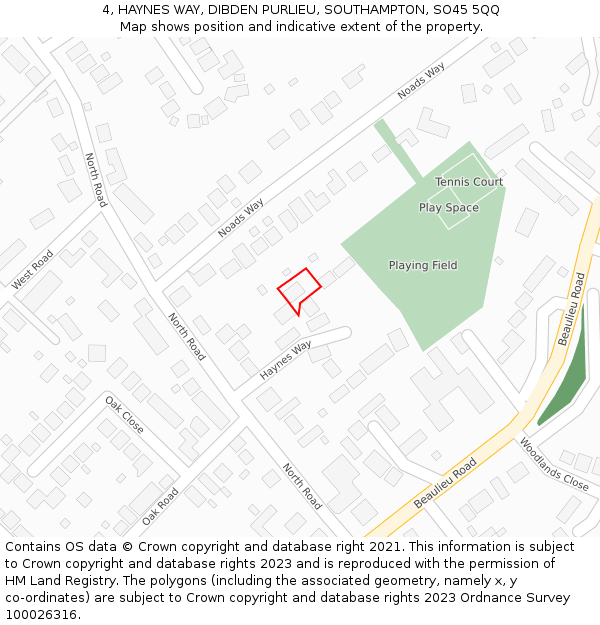 4, HAYNES WAY, DIBDEN PURLIEU, SOUTHAMPTON, SO45 5QQ: Location map and indicative extent of plot