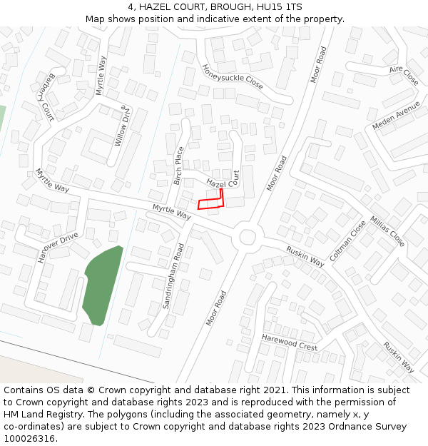 4, HAZEL COURT, BROUGH, HU15 1TS: Location map and indicative extent of plot