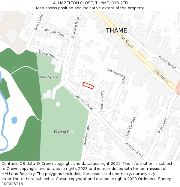 4, HAZELTON CLOSE, THAME, OX9 2EB: Location map and indicative extent of plot