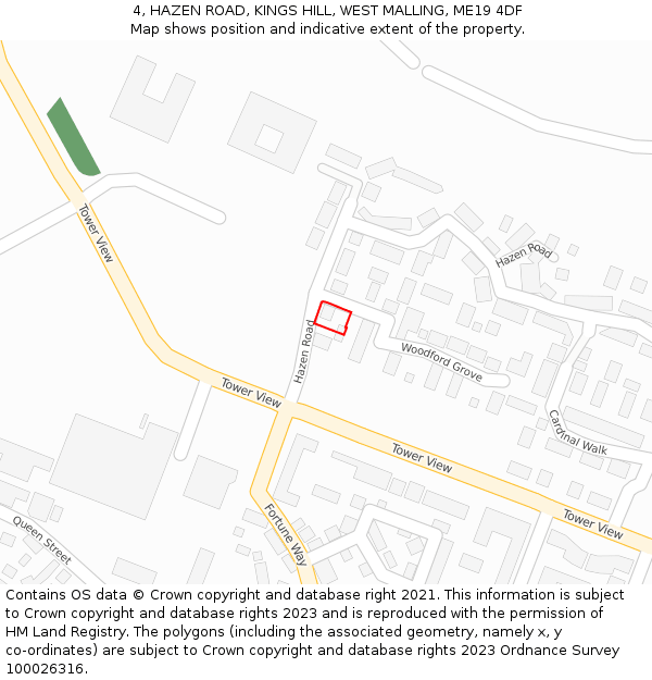 4, HAZEN ROAD, KINGS HILL, WEST MALLING, ME19 4DF: Location map and indicative extent of plot